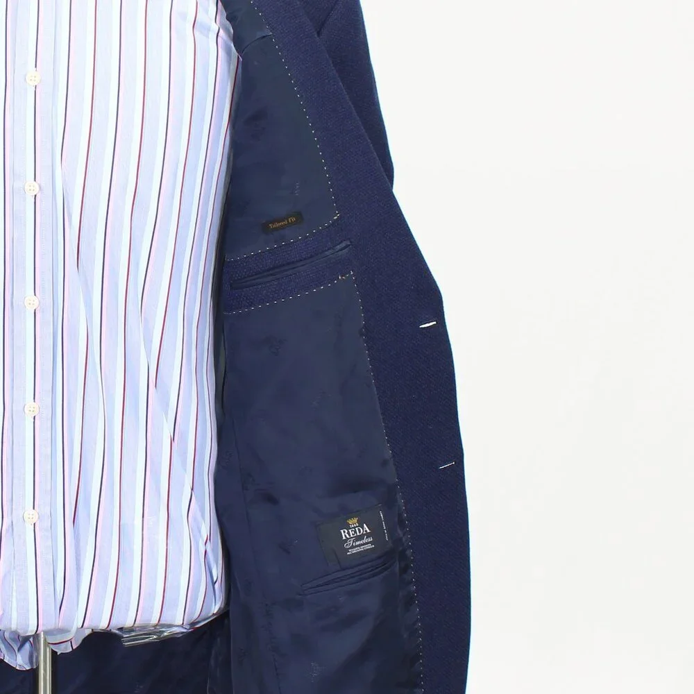 Jos. A. Bank 46L Blue Solid 2-Button Sport Coat Blazer Jacket T582
